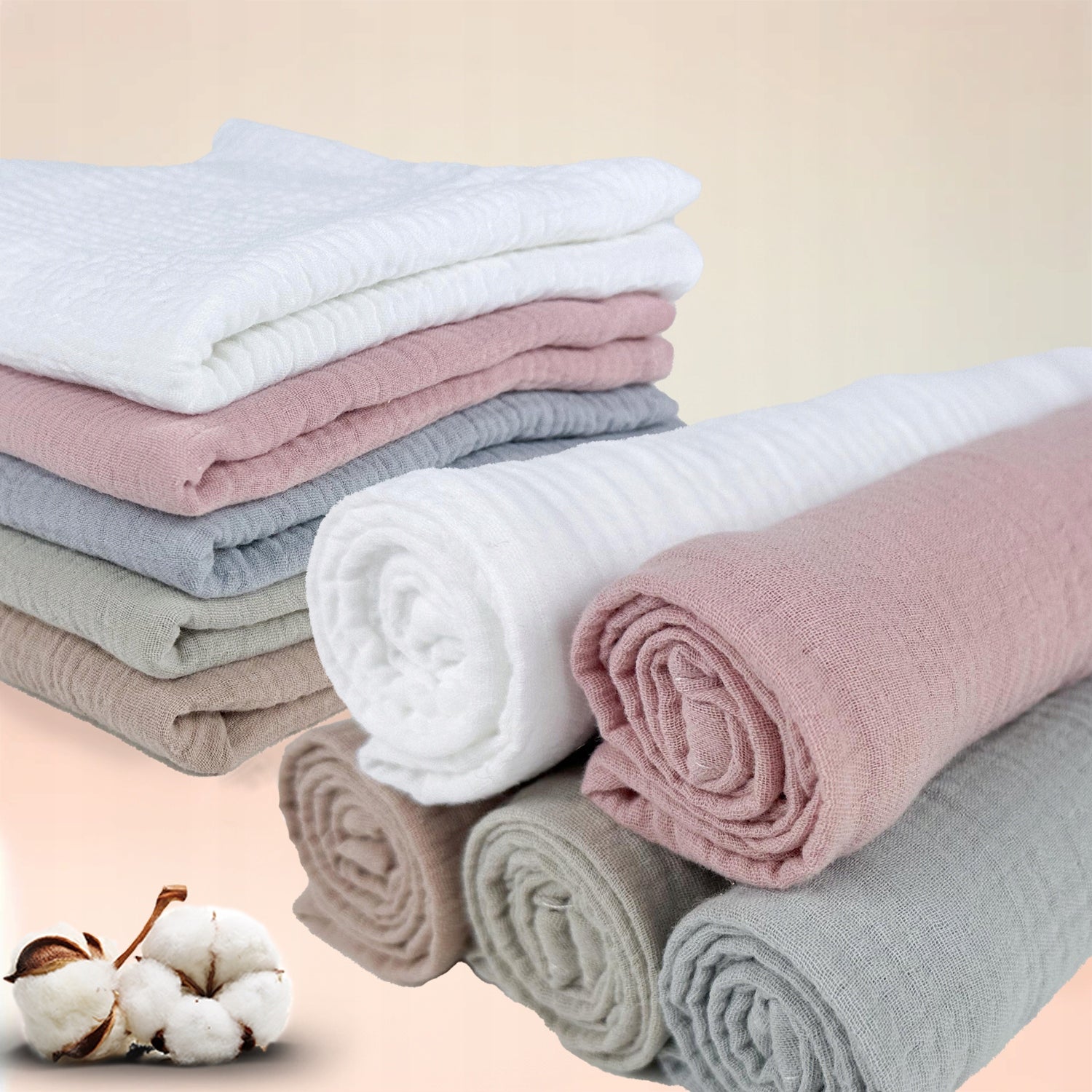 Plumeri Pieluszki muślinowe zestaw kolorów 5 szt. 70x70 cm