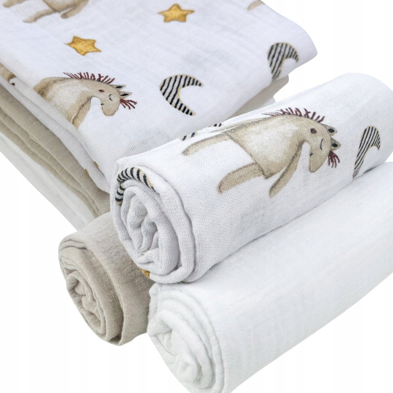 Pieluszki muślinowe, 3 szt., 70x70 cm, Konik / Ziemisty / Bilkay | Plumeri