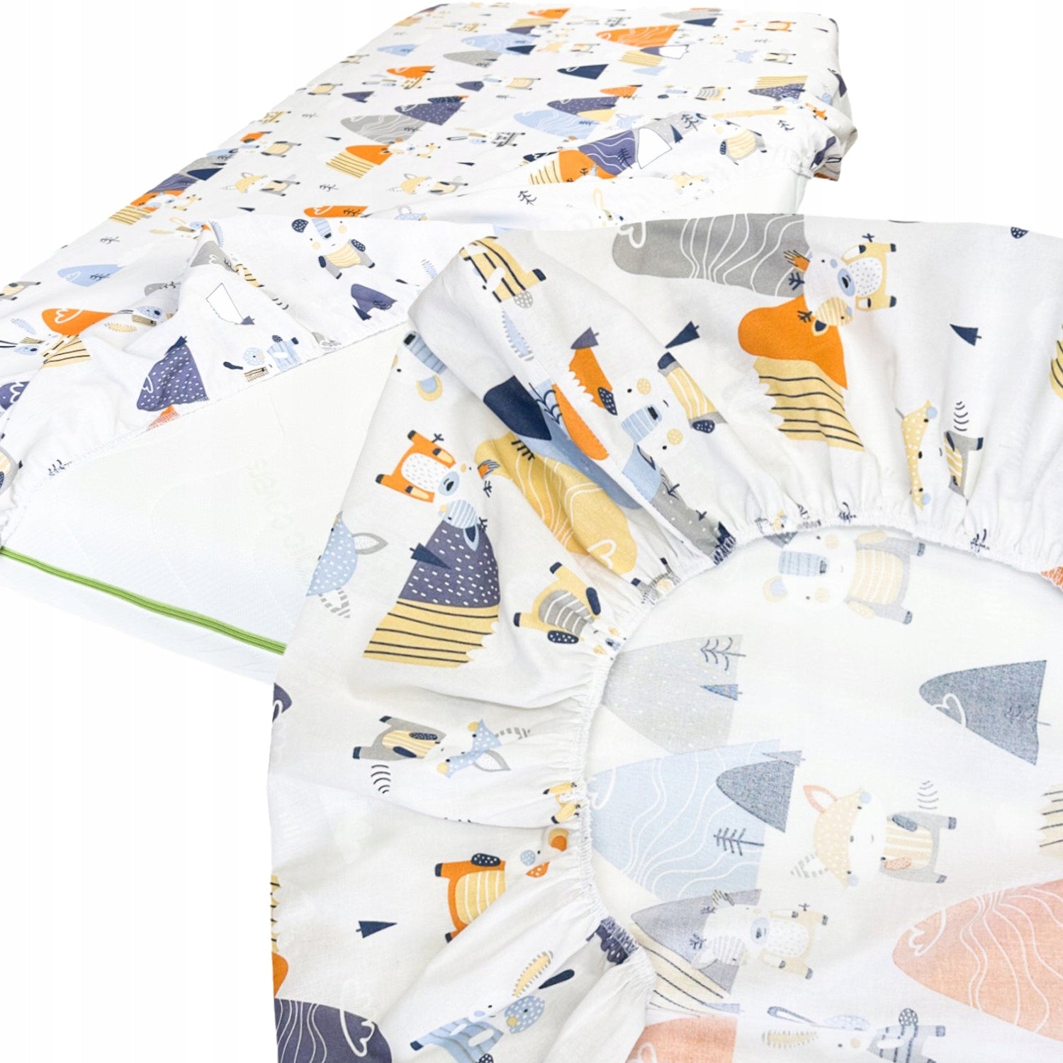 Prześcieradło do łóżeczka, 60x120 cm, wzór Różowy miś góry | Plumeri