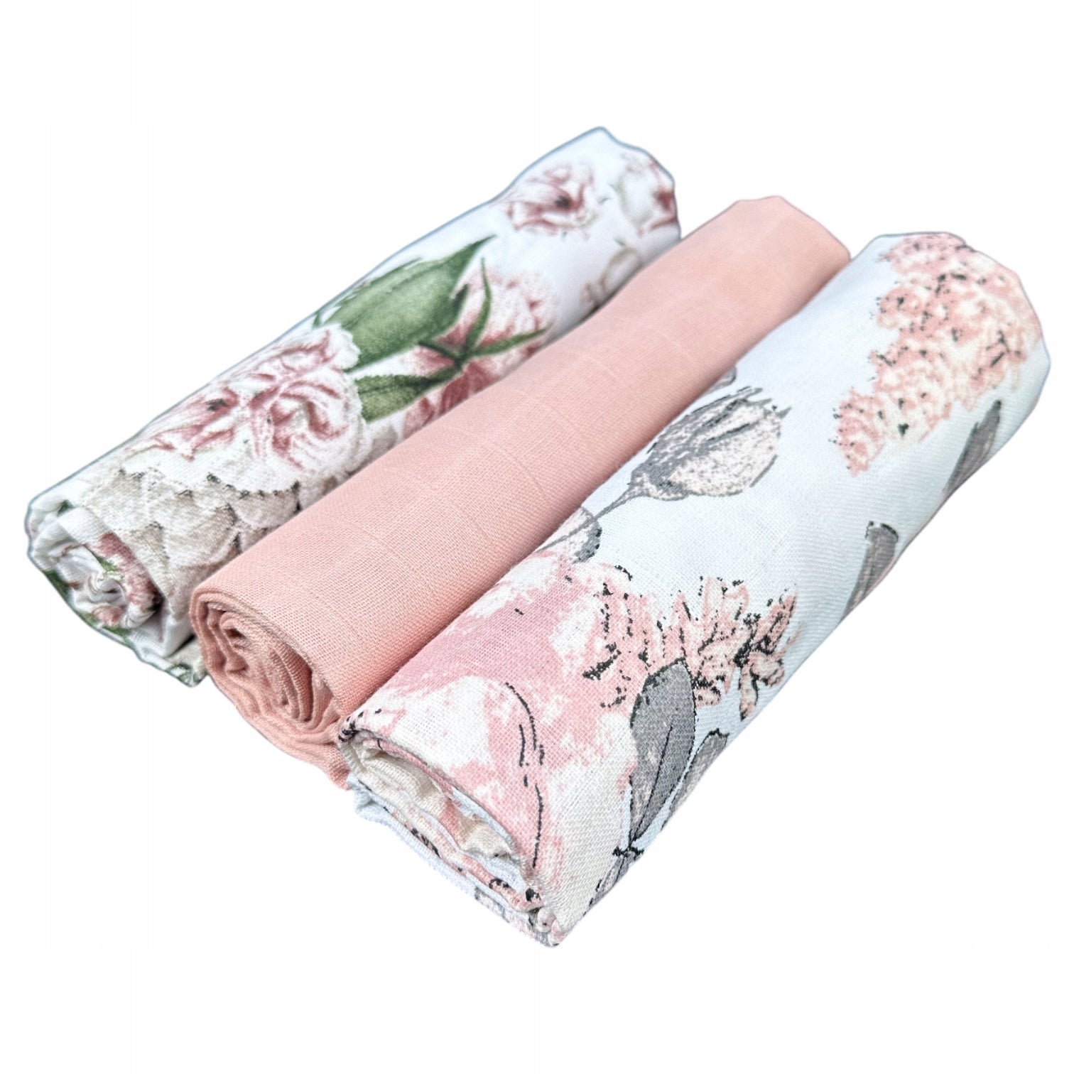 Musselinwindeln, 3 St., 70x70 cm, Pfingstrose Rosa Botanik | Plumeri