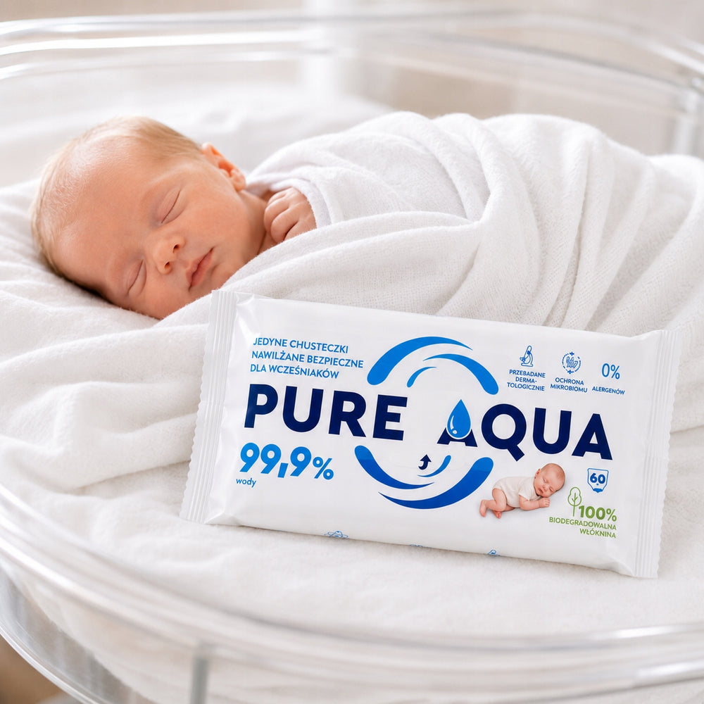 Chusteczki Dla Dzieci Niemowląt 99,9% Wody Hipoalergiczne 60szt PURE AQUA