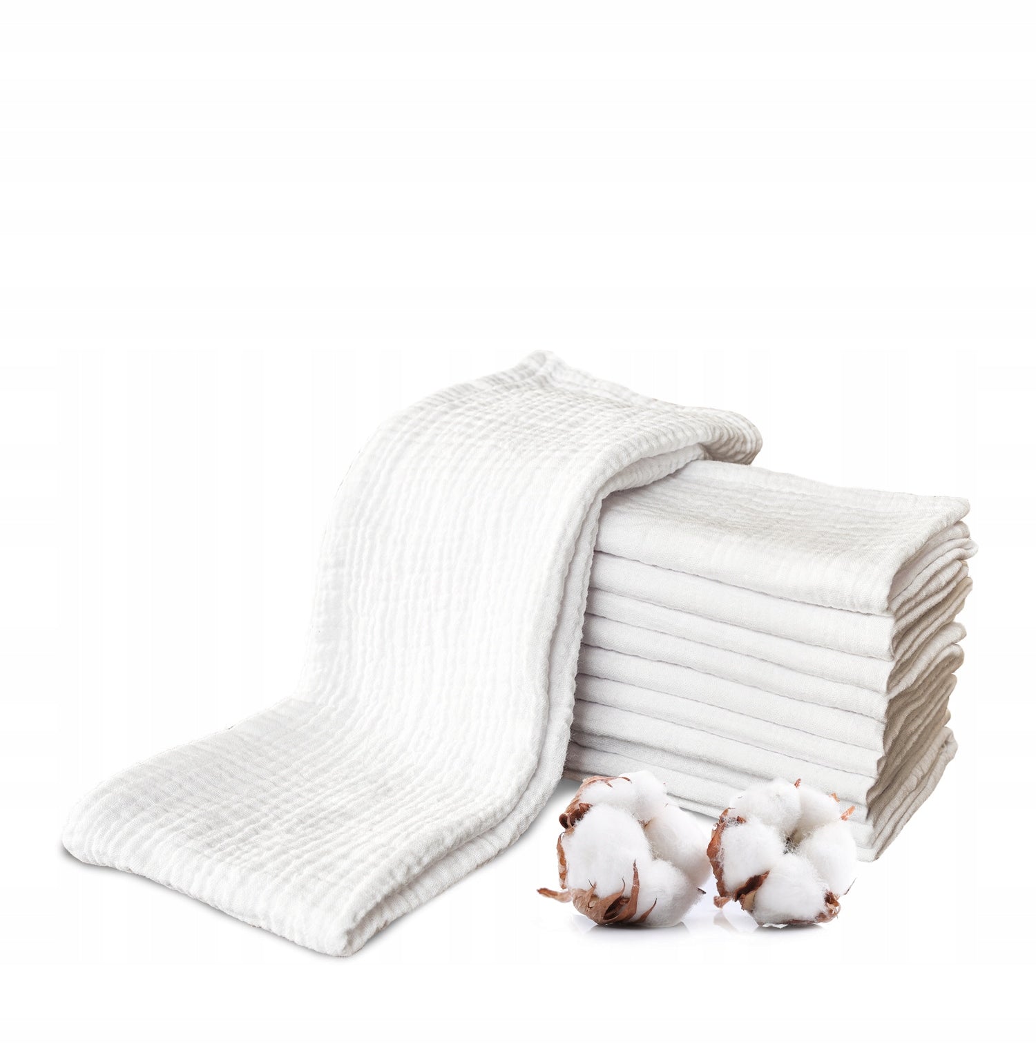 Pieluszki muślinowe białe, 7 szt., 30x30 cm | Plumeri