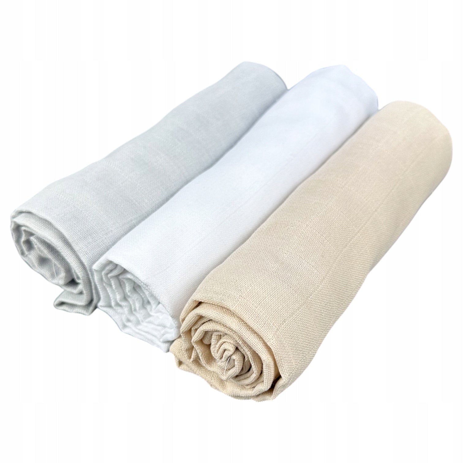 Pieluszki muślinowe, 3 szt., 70x70 cm, Biały Beżowy Szary | Plumeri