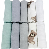 Plumeri Pieluszki muślinowe zestaw kolorów 10 szt. 50x30 cm