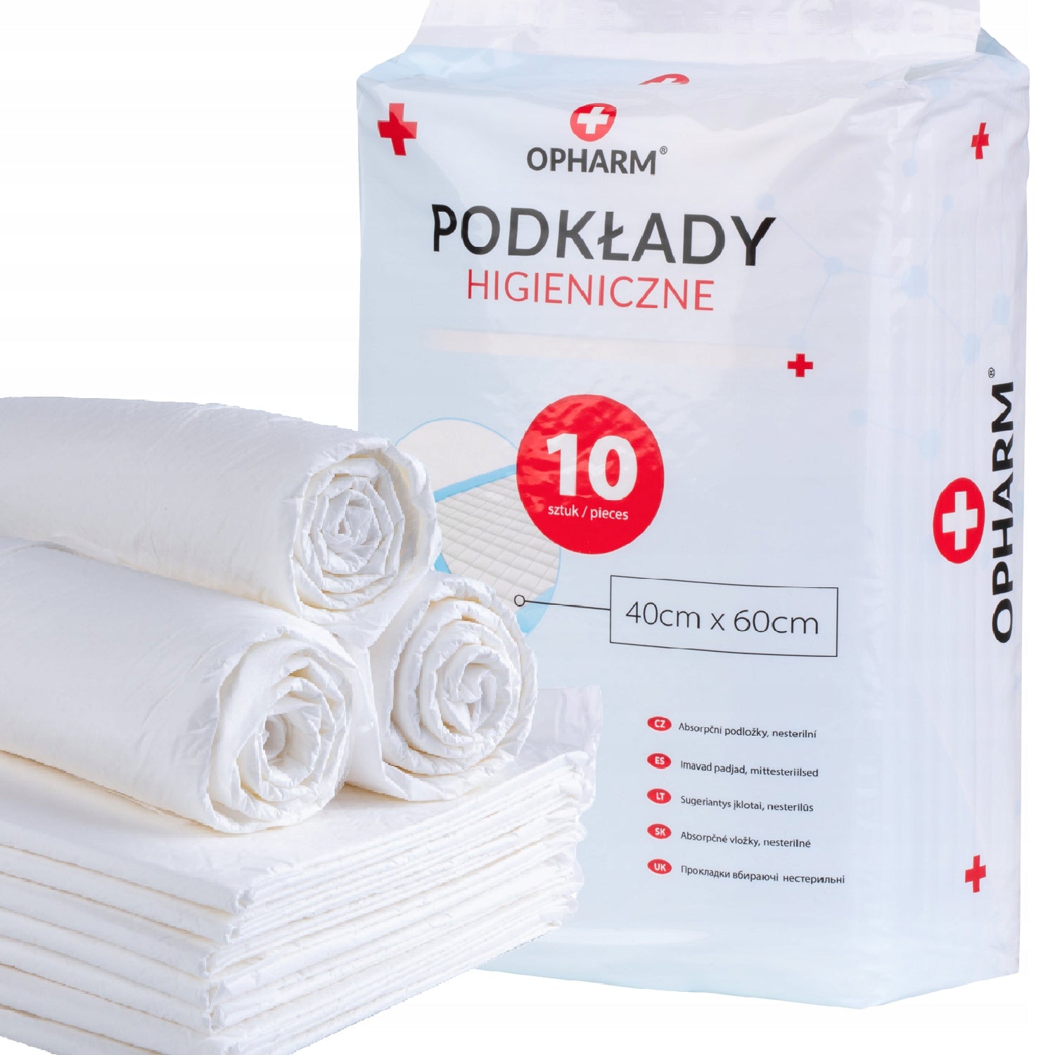 Podkłady chłonne, 10 szt., 60x40 cm | Opharm