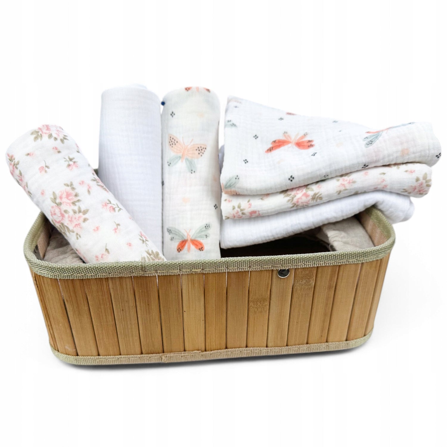 Pieluszki muślinowe 3 szt., 70x70, motylek, kwiaty i biały | Plumeri