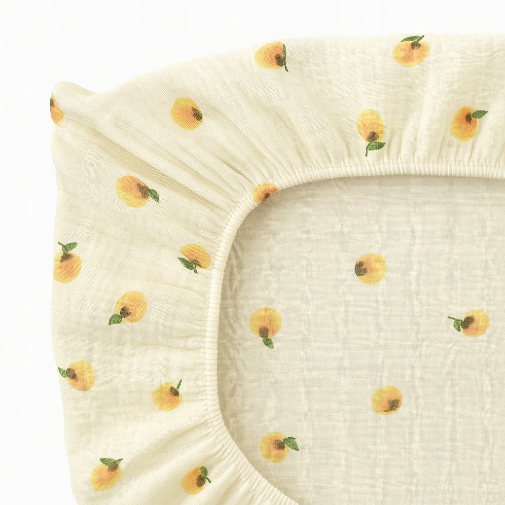 Prześcieradło muślinowe bawełna 60x120cm do łóżeczka niemowlęcego z gumką