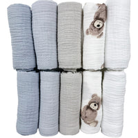 Plumeri Pieluszki muślinowe zestaw kolorów 10 szt. 30x30 cm