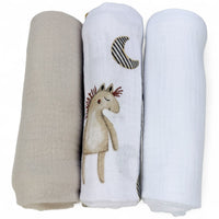 Plumeri Pieluszki muślinowe zestaw kolorów 3 szt. 70x70 cm