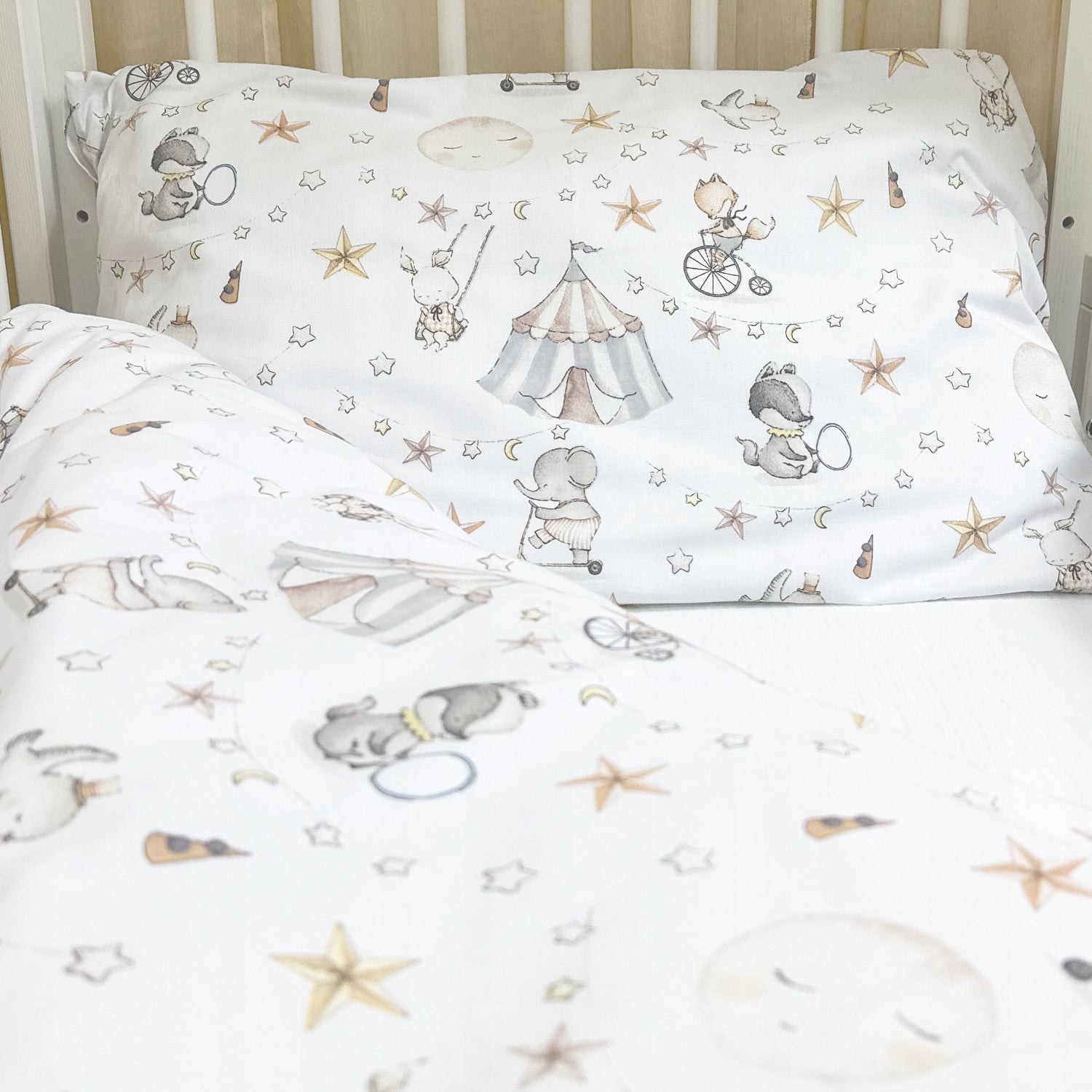 Pościel dziecięca, 90x120 + 40x60 cm, wzór Cyrk | Plumeri