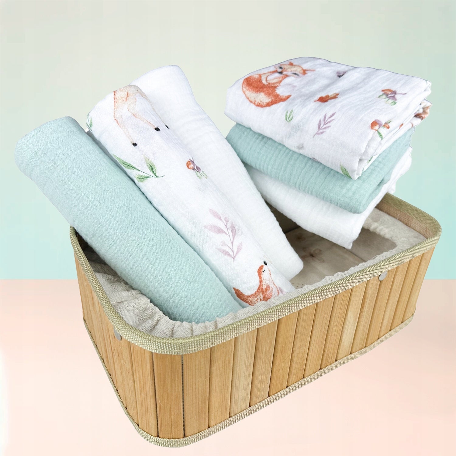 Pieluszki muślinowe, 3 szt., 70x70 cm, Las / Mieta / Bialy | Plumeri