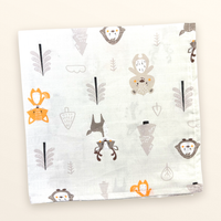 Pieluszki muślinowe, 3 szt., 70x70 cm, Żółty Lisek Leśna Rodzina Muslin Kratka | Plumeri