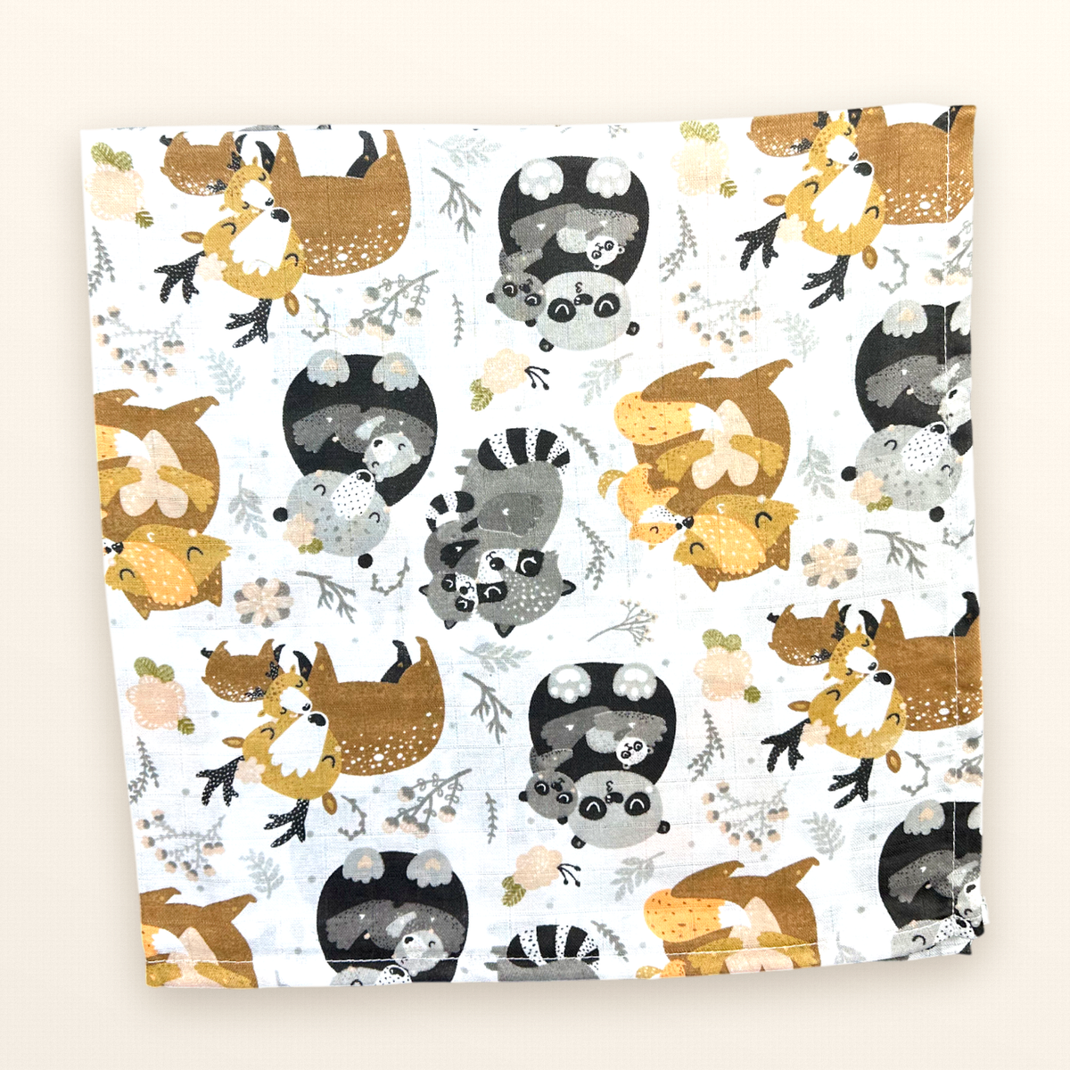 Pieluszki muślinowe, 3 szt., 70x70 cm, Żółty Lisek Leśna Rodzina Muslin Kratka | Plumeri